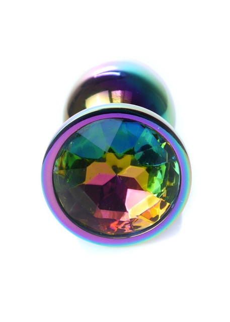 Анальна пробка з кристалом B - Series HeavyFun Plug-Jewellery Multicolour, 7 см (райдужний)