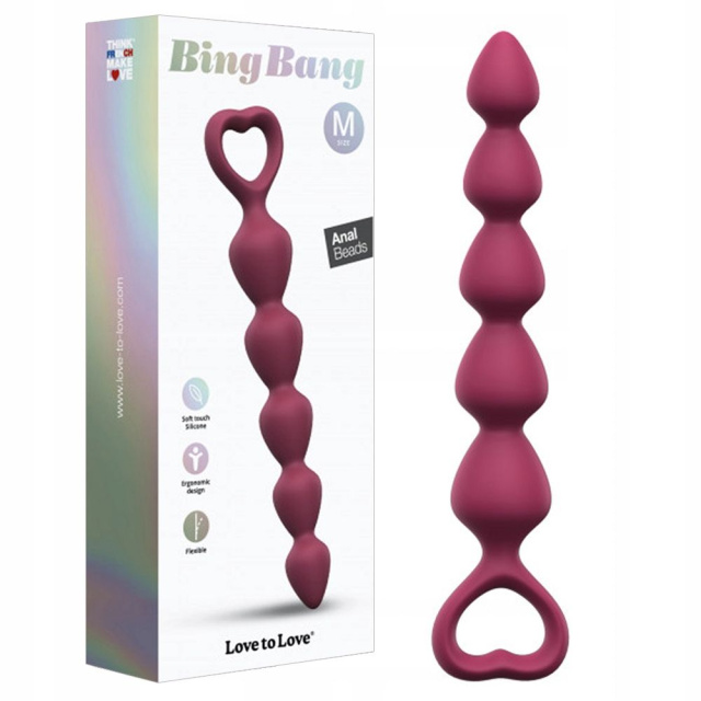 Анальний ланцюжок Love To Love Bing Bang M Plum Star, 18,5 см (бордовий)