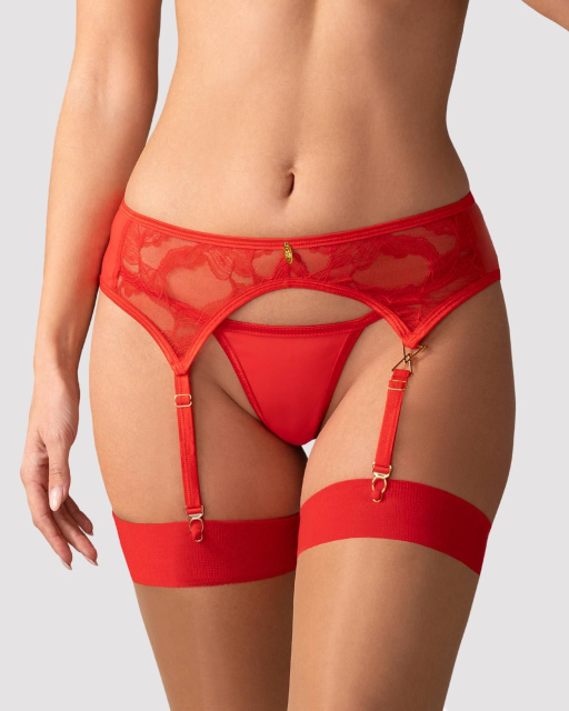 Пояс для чулок Obsessive Aliosa, L/XL (красный)