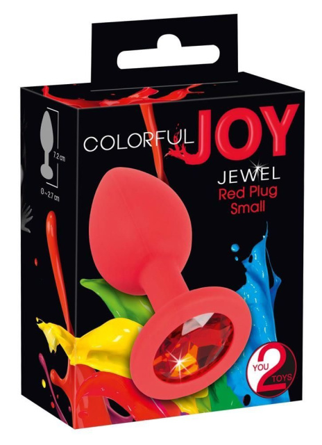 Colorful Joy Jewel Red Plug - Korek analny z kryształkiem, Czerwony, 7, 2 cm
