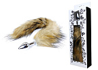 B - Series HeavyFun Fox Tail Brown XL - Korek analny z ogonkiem, Srebro, 6, 5 cm