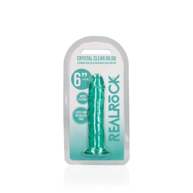 RealRock Crystal Clear Realistic Dildo 6'' - Dildo, Zielony, 14.5 cm
