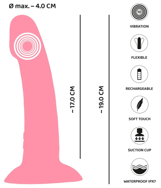 Вібратор You2Toys Heart Guy, 19 см (рожевий)