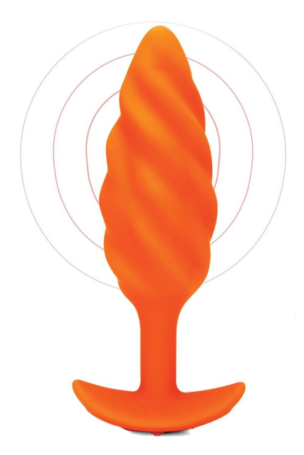 B-Vibe Swirl Texture Plug - Korek analny, Pomarańczowy, 13.5 cm