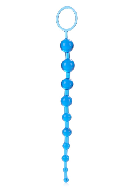 CalExotics X-10 Beads - Łańcuszek analny, Niebieski, 28 cm