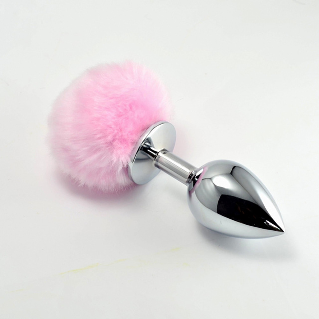Анальна пробка Pompon Metal Plug Large, 14 см (рожевий)