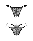 Комплект із 2 стрингів Obsessive Bianca, L/XL (чорний)