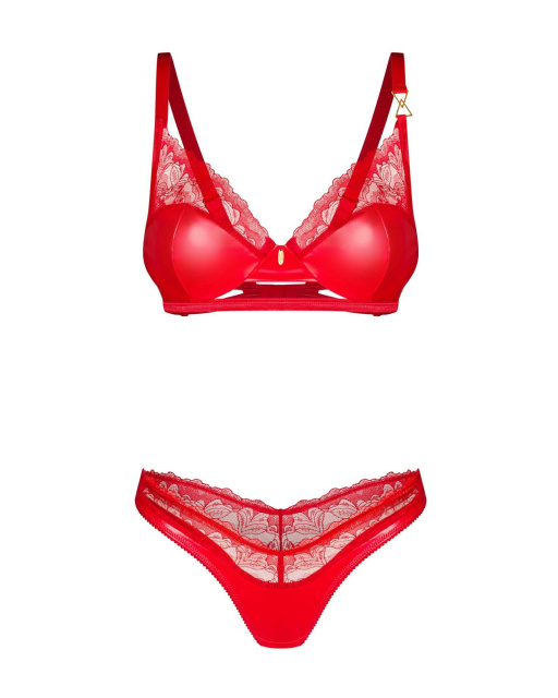 Комплект білизни Obsessive Aliosa, 2XL/3XL (червоний)