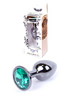 Metalowy korek analny z kryształem Boss Jewellery, 7 cm (zielony)