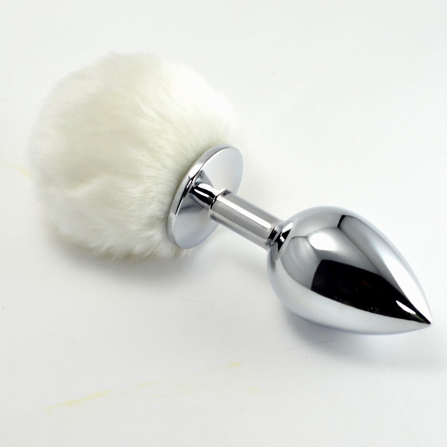 Lovetoy Pompon Metal Plug Small - Korek analny, Biały, 7 cm, S