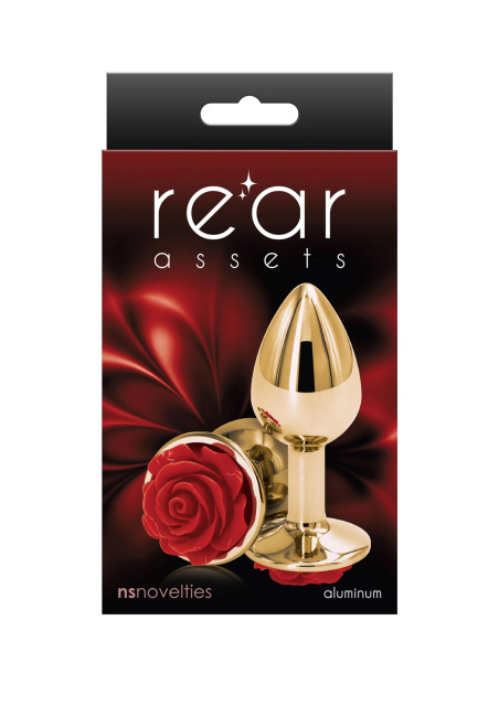NS Novelties Rose Buttplug Small Red - Korek analny, Złoto, 8 cm, S