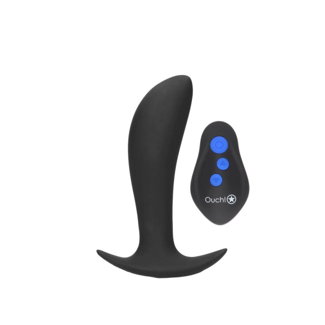Анальна пробка Ouch! E-stim Vibrating Plug, 12.3 см (чорний)