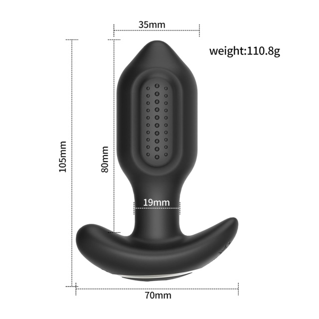B - Series Lyla Bliss App - Korek analny, Czarny, 10.5 cm