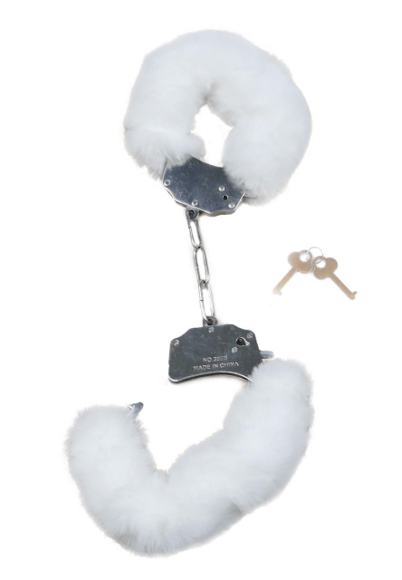 Fetish B - Series Furry Cuffs - Kajdanki, Biały, 7.5 cm