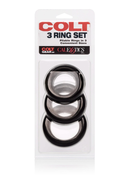 CalExotics Colt 3 Ring Set - Zestaw pierścieni erekcyjnych, Czarny, 8 cm