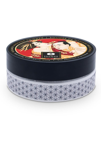 Подарунковий набір для масажу Shunga Kissable Massage Powder Sparkling Strawberry Wine, 2 шт