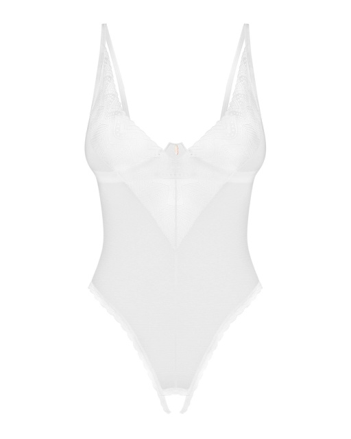 Боді Obsessive Alissium Crotchless, XS/S (білий)