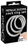 Набір ерекційних кілець Metallic Cock Ring Set, 3 шт (сріблястий)