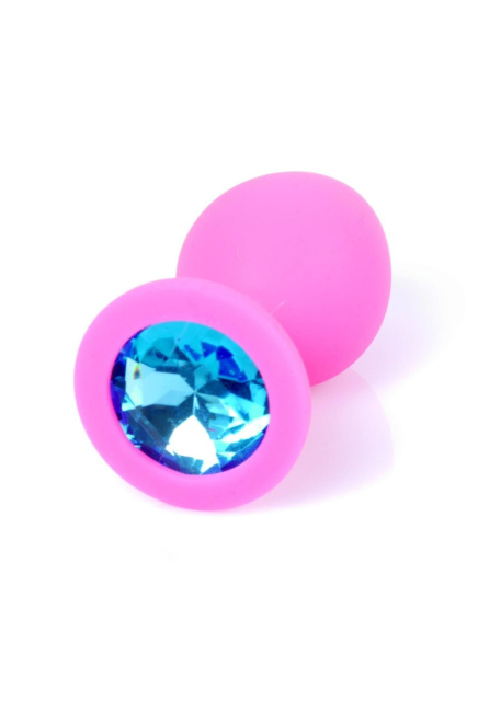B - Series HeavyFun Boss Silikon Jewellery - Silikonowy korek analny z kryształem, Niebieski, 8 cm