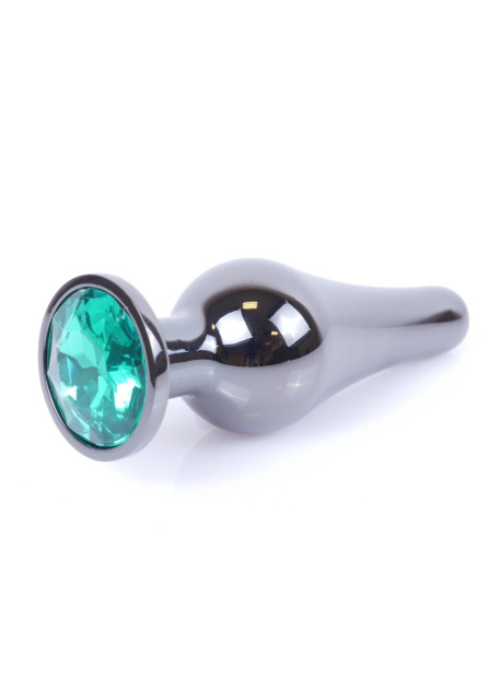 B - Series HeavyFun Dark Silver - Korek analny, Zielony, 9.5 cm