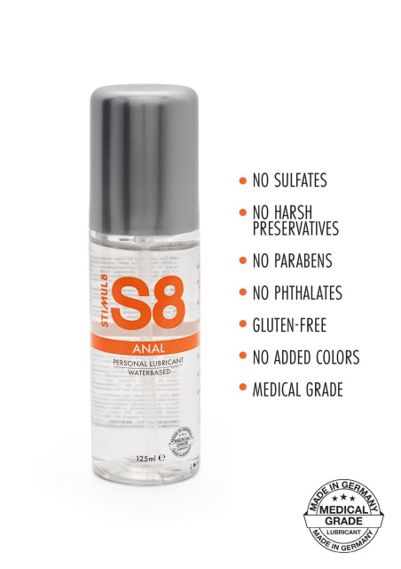 Stimul8 S8 Anal Lube Natural - Lubrykant na bazie wody, 125 ml