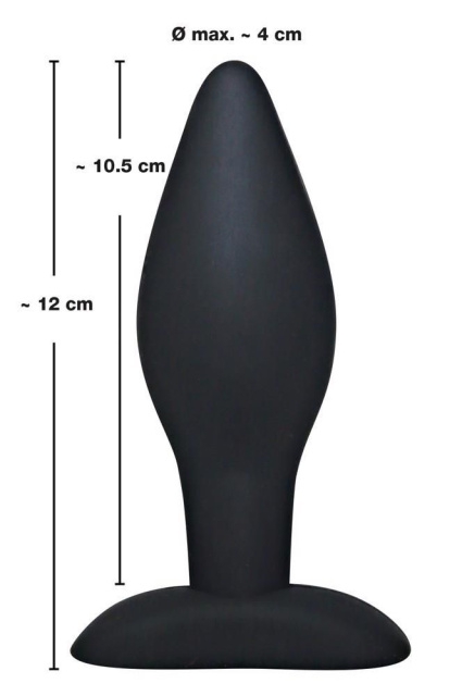 Black Velvets Large - Korek analny, Czarny, 12 cm