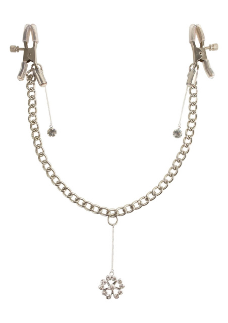 Затискачі для сосків з кулоном Fetish Fantasy Crystal Nipple Clamps (сріблястий)