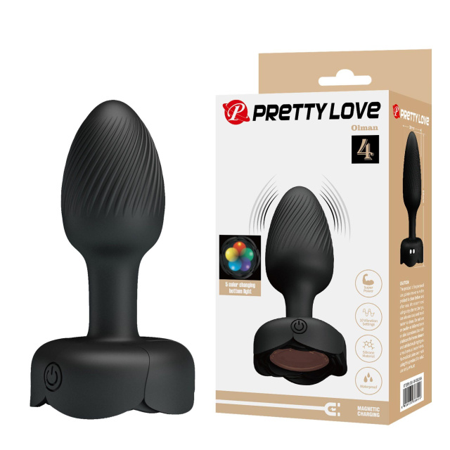 Pretty Love Olman - Korek analny, Czarny, 8.8 cm