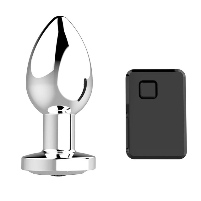B - Series Magic Rechargeable Butt Plug - Korek analny, Srebro, 8.4 cm