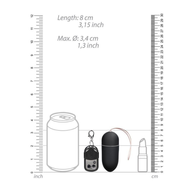 ShotsToys Remote Vibrating Egg - Wibrujące jajko, Czarny, 8 cm