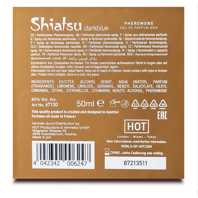 Духи з феромонами для чоловіків Hot Shiatsu Pheromon Fragrance Man Darkblue, 50 мл