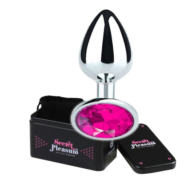 Secret Play Metal Butt Plug Fuchsia - Korek analny, Fuksja, 8.5 cm, M