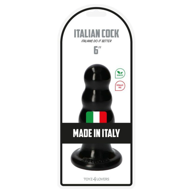 Toyz4lovers Italian Cock 6" - Korek analny, Czarny, 15 cm