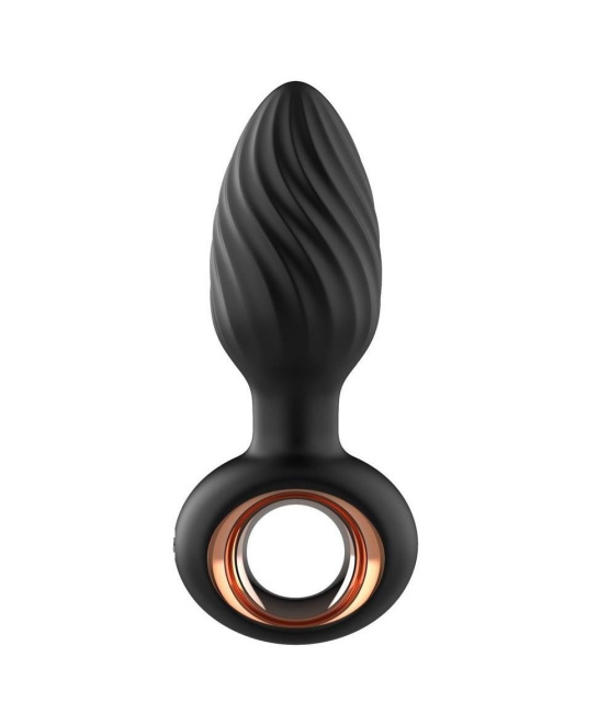 B - Series Cute Aisi Rotating Plug - Korek analny, Czarny, 10.9 cm