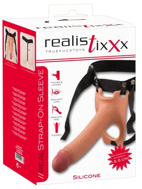 Страпон Realistixxx Strap-On Sleeve, 19.5 см (телесный)
