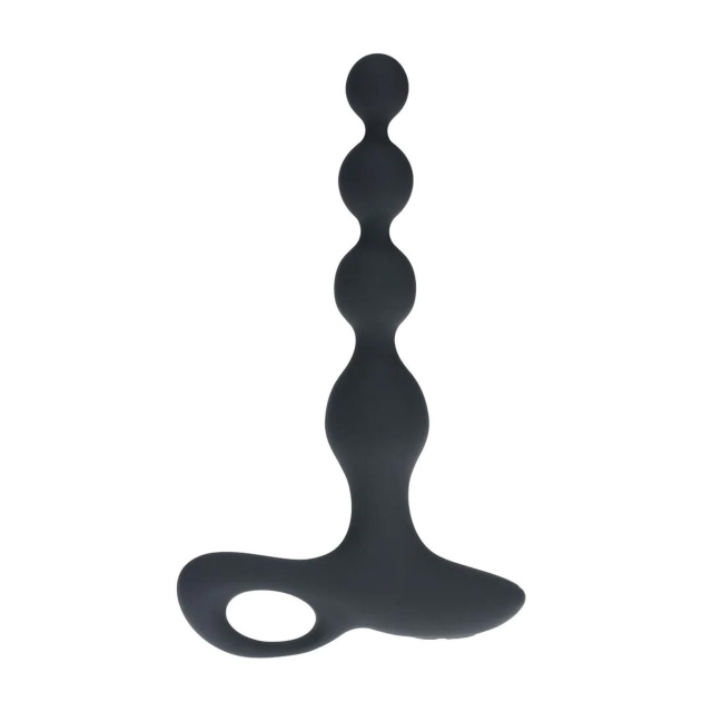 Levelz Remote Control Beaded Vibrating Silicone Anal Plug - Wibrator analny, Czarny, 20.3 cm