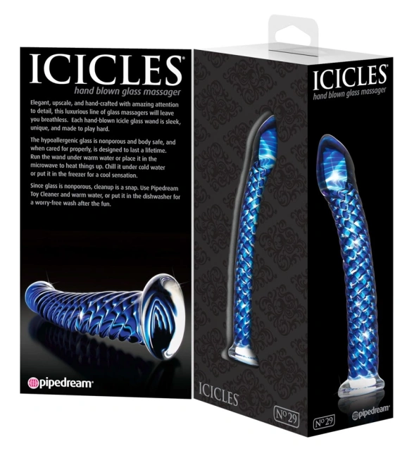 Icicles No. 29 - Dildo, Niebieski, 19 cm