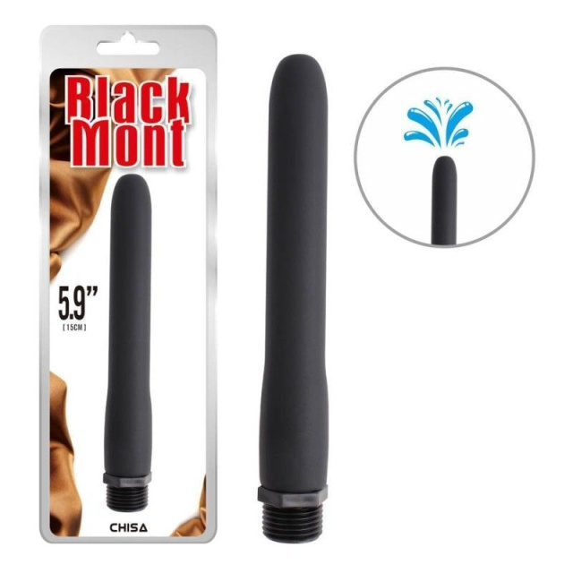 Силіконовий наконечник для анального душу Black Mont 5.9 Bum Douche Buddy, 15 см (чорний)
