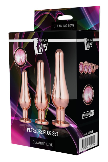 Dream Toys Gleaming Love Pleasure Plug Set - Korek analny, Różowe złoto, 12.7 cm