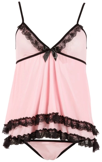 Еротичний комплект Cottelli Lingerie Babydoll and String, M (рожевий)