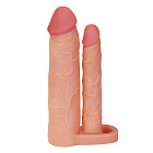 Насадка на пеніс Pleasure X-Tender Double Flesh Add 2, 20 см (тілесний)
