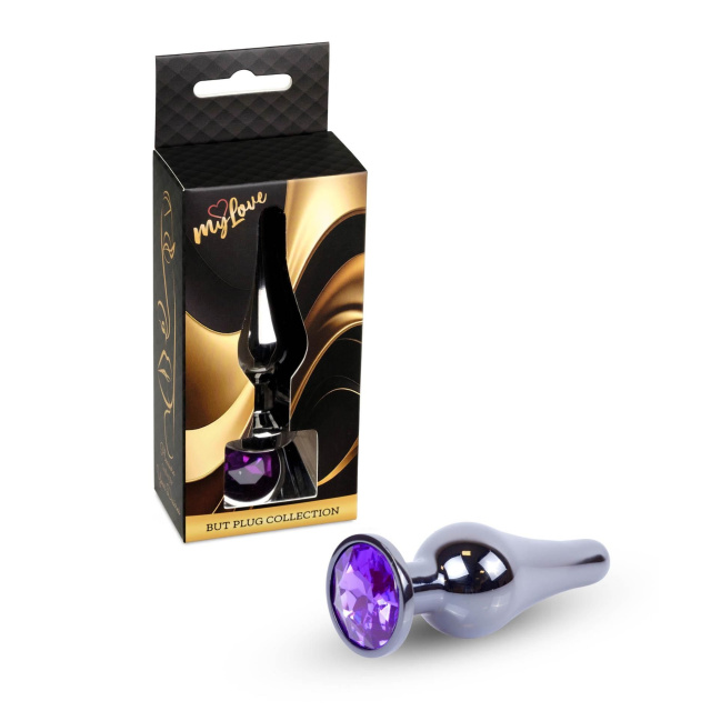 MyLove Toys Jewellery Dark Silver Butt Plug - Korek analny, Fioletowy, 9.5 cm