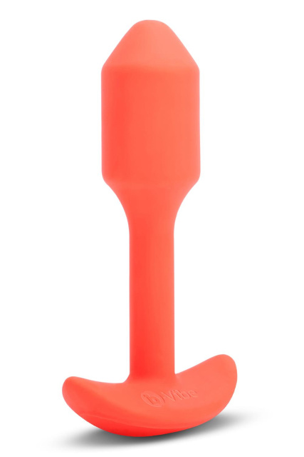 B-Vibe Vibrating Snug Plug 1 - Korek analny, Pomarańczowy, 10 cm