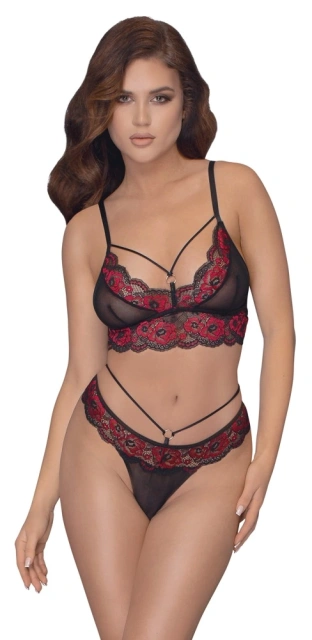 Комплект білизни Cottelli Lingerie Bra Set, L (чорний з червоним)