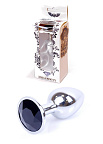 Металева анальна пробка з кристалом Boss Jewellery, 7 см (чорний)