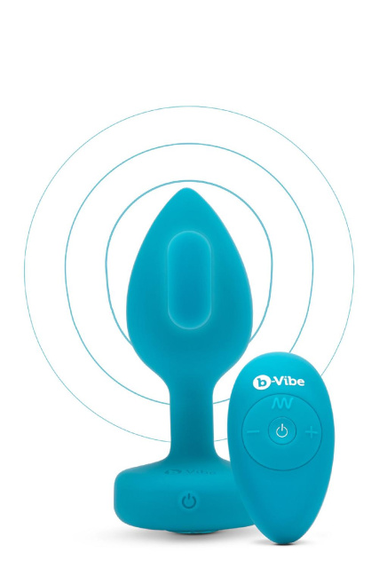 B-Vibe Vibrating Jewel Plug S/M - Korek analny, Turkus, 9.8 cm, S/M