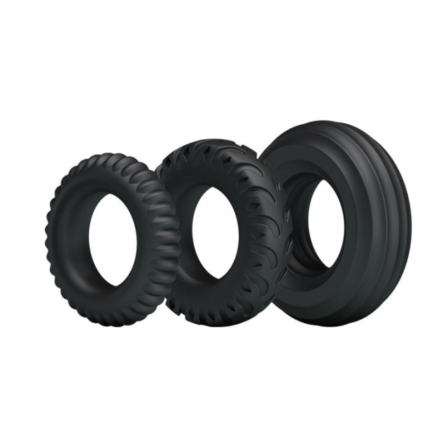 Набор эрекционных колец Baile Three Cock Rings, 3 шт (черный)