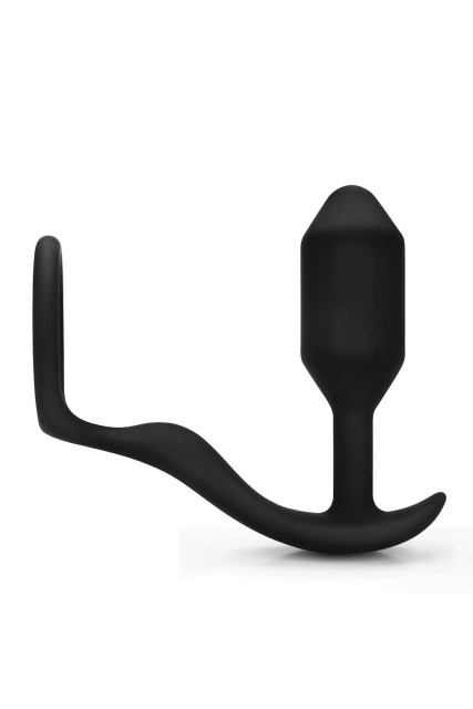 B-Vibe Snug & Tug - Korek analny z pierścieniem erekcyjnym, Czarny, 10.7 cm