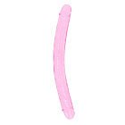 Двосторонній фалоімітатор RealRock Crystal Clear Double Dildo 18'', 45 см (рожевий)