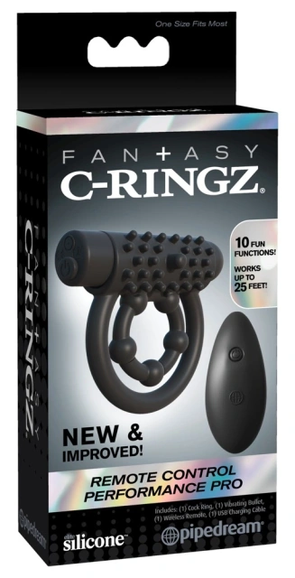 Ерекційне кільце Fantasy C-Ringz з вібропулею та пультом (чорний)
